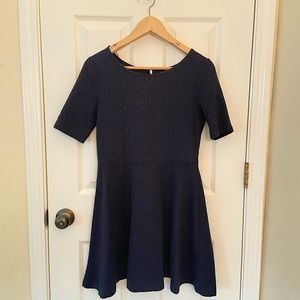 Navy blue mini dress with short sleeves